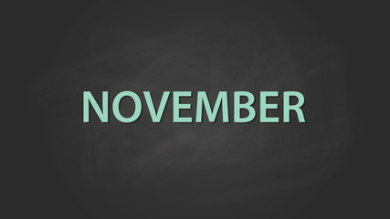 november month text written on the blackboard with chalk board effect vector graphic