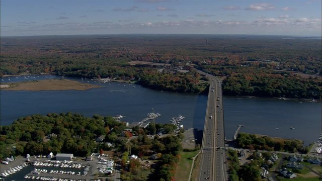 Road And Rail Bridges Across The Connecticut River