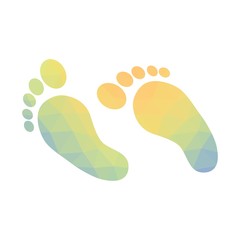 Low poly design of two feets isolated on white