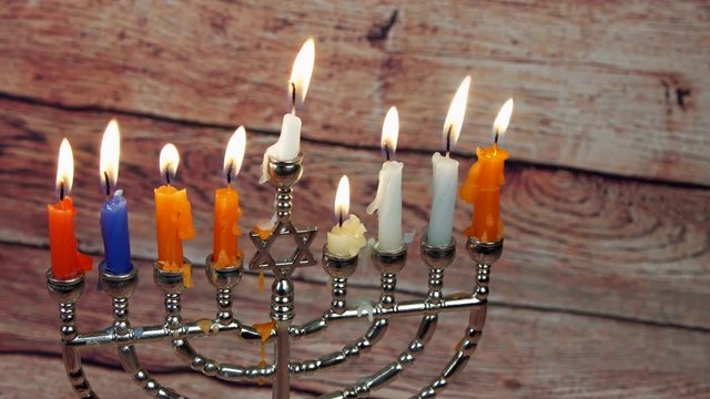 Hanukah candles celebrating the Jewish holiday Hanukkah celebration
