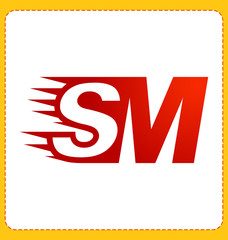 SM Two letter composition for initial, logo or signature