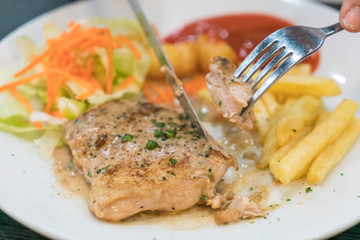 chicken steak and peppers sauce