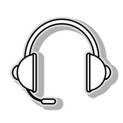 Headsets computer device ,isolated black and white flat icon design
