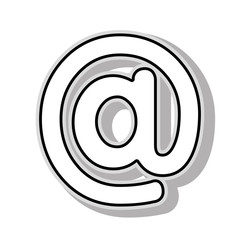 at symbol ,isolated black and white flat icon design