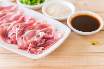 fresh pork sliced