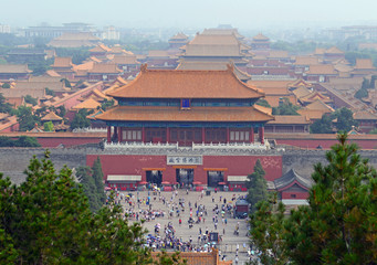Fototapeta na wymiar The Forbidden City located behind Tiananmen Square in capital city, Beijing, China.