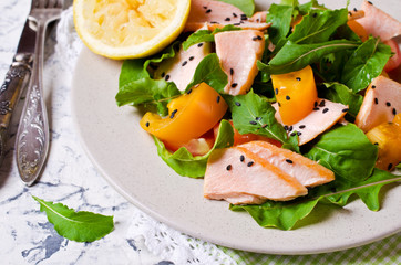 Salad with salmon