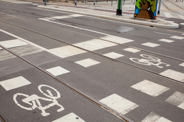 Fototapeta premium bycicle path in Milan