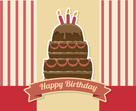 happy birthday cake isolated icon design, vector illustration  graphic 
