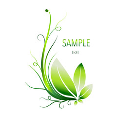 Green leaves vector abstract background. Element for design with place for your text.