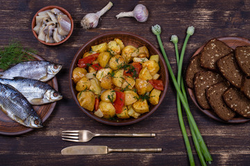 Ragout of vegetables in plate