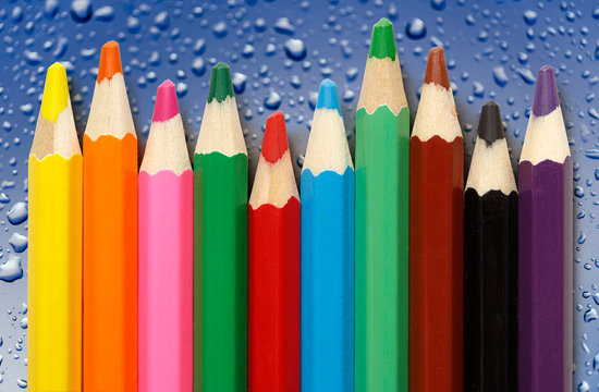 Palette of colorful pencils for children
