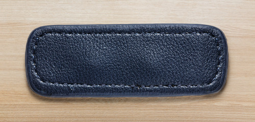 Blue blank leather label