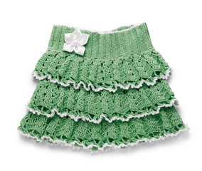 Green knitted skirt with flower