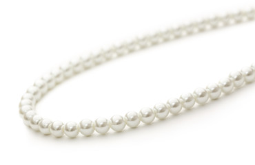 White pearl necklace of one string