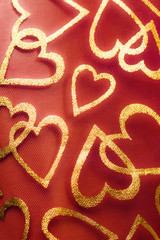 Romantic textile background with hearts