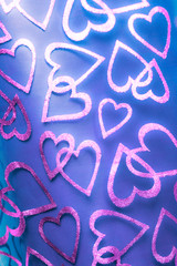 Romantic textile background with hearts