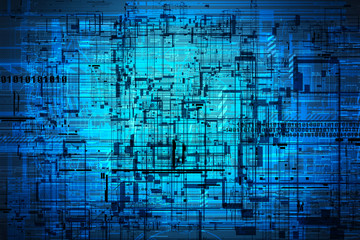 cyber pattern digital background. Blue color.