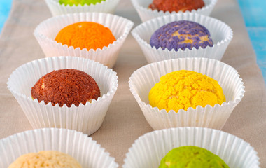 Set of different cake shu eclairs