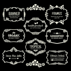 Doodle vector frame collection in monochrome background