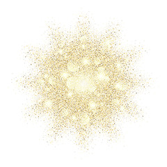 Fototapeta na wymiar Golden glitter texture splash on black background