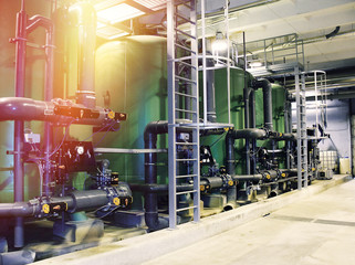 water treatment tanks at power plant