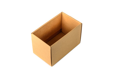 Brown cardboard box package, isolated on white background