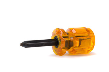 Orange short screwdriver isolated