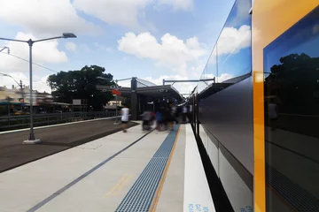 Acrylic prints Train station Sydney city train platforms