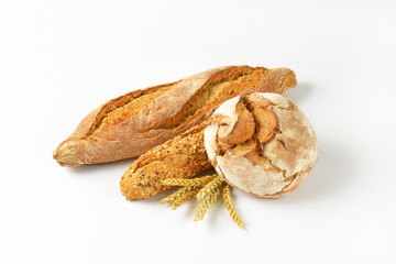 bread loaf and baguettes