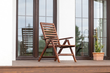 wooden folding chair on the terrace