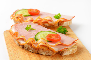 open faced ham sandwiches