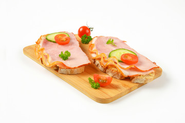 open faced ham sandwiches