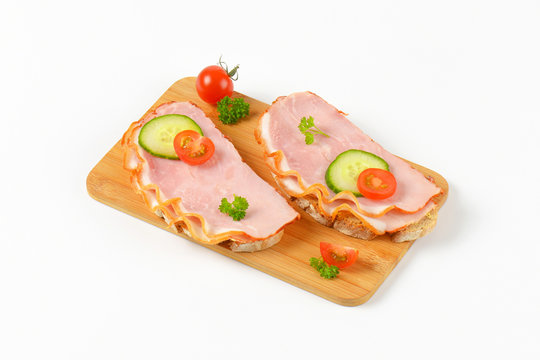 open faced ham sandwiches