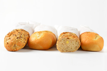 white and whole grain baguettes