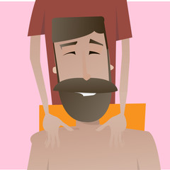 Cartoon happy beard man character vector illustration. Relax mas
