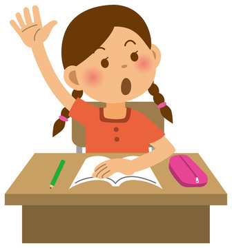 授業中手を挙げる女の子のイメージイラスト Stock ベクター Adobe Stock