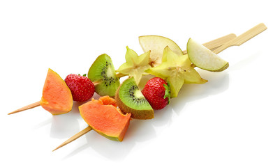 fresh berries and fruit pieces on skewers