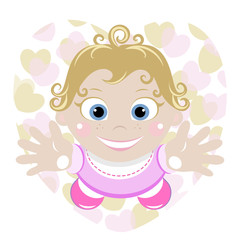 Cute child stretching hands 