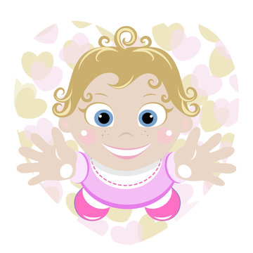 Cute child stretching hands 