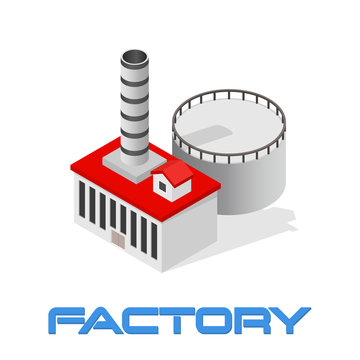 Vector isometric modern industrial and manufacturing factory building icon