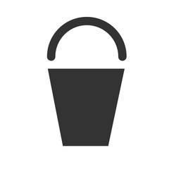 Bucket icon. Simple flat logo of bucket isolated on white background. Vector illustration.