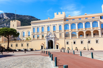 view of the facade of the Princes Palace of Monaco in Monaco-Vil