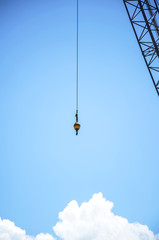 Mobile crane with background blue sky 
