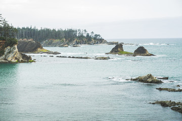 Beautiful view on Pacific ocean from rock.