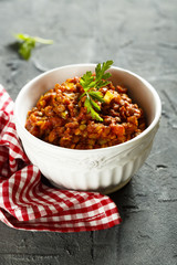 Lentils stew with tomatoes