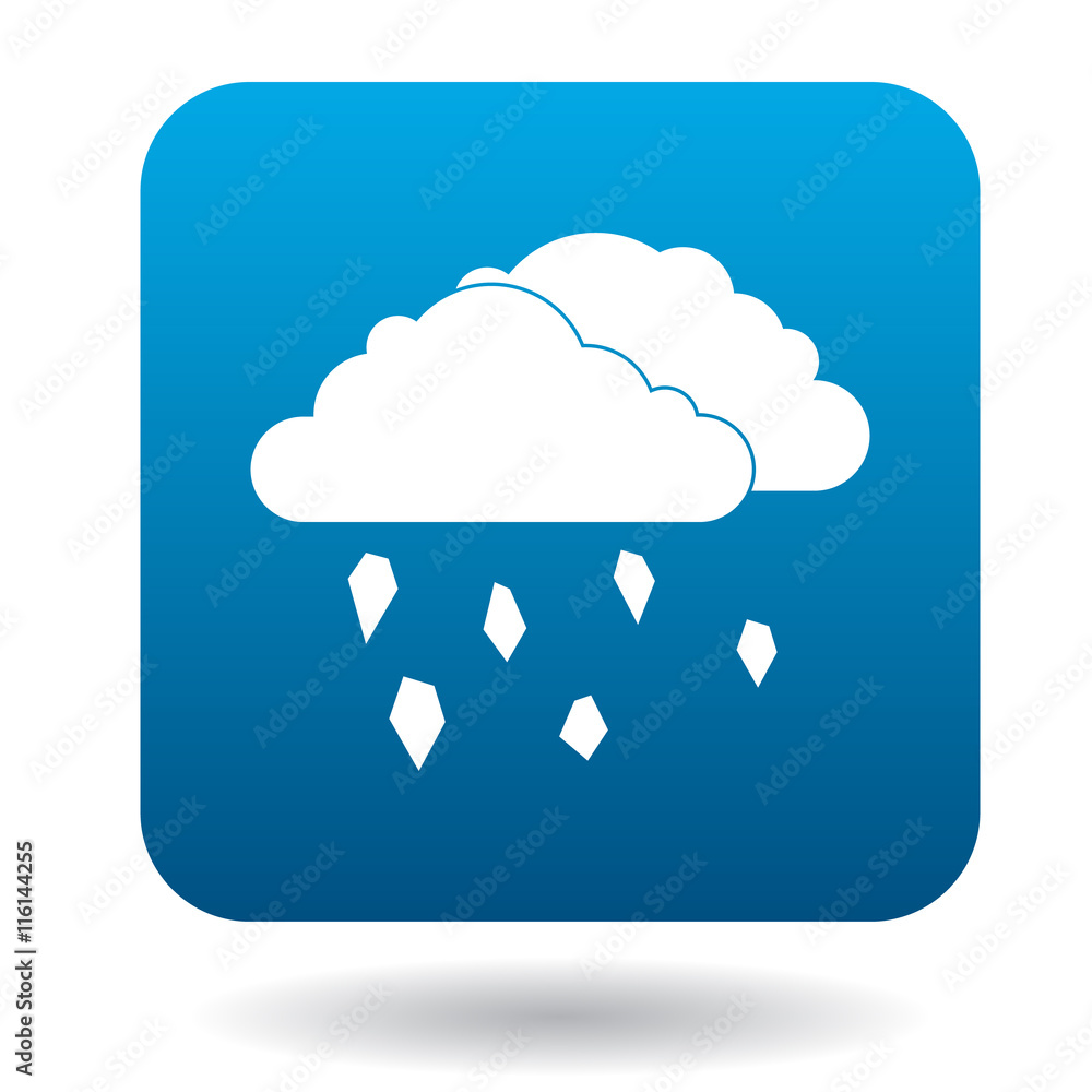 Poster clouds and hail icon in simple style on a white background