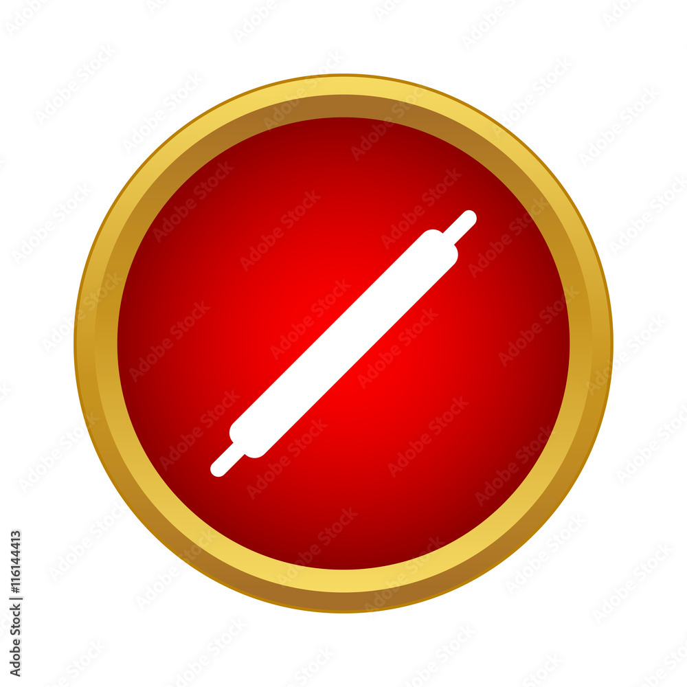 Poster rolling pin icon in simple style on a white background