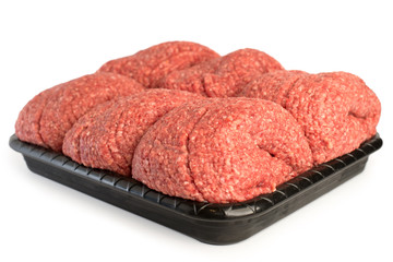 Raw meat. Fresh Minced Mix of Meat in a Plate Isolated on White background