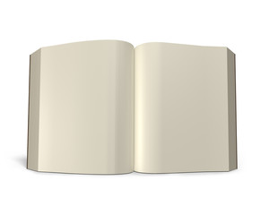 Standing opening book isolated in white, 3D rendering